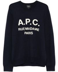 A.P.C. - A. P.C. Contrasting Logo Pullover Sweater - Lyst