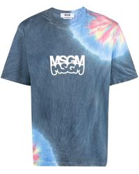 MSGM - Logo-print Tie-dye T-shirt - Lyst