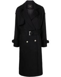 Maje - Double-breasted Tweed Trench Coat - Lyst