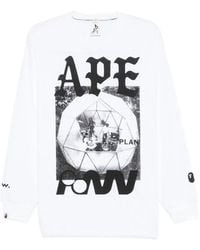 A Bathing Ape - Graphic-Print Long-Sleeve T-Shirt - Lyst