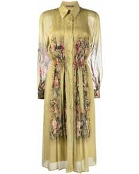 Alberta Ferretti - Floral Snake-Print Silk-Chiffon Shirt Dress - Lyst
