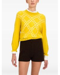 Twinset - Alpaca-Blend Diamond-Pattern Crew-Neck Jumper - Lyst