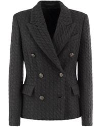 Brunello Cucinelli - Blazer En Maille Torsadée À Boutonnière Croisée - Lyst
