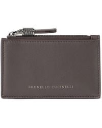 Brunello Cucinelli - Calfskin Card Case With Shiny Zipper Pull - Lyst