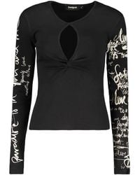 Desigual - T-Shirt À Imprimé Gribouillis Et Découpes - Lyst