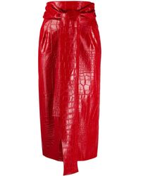 MSGM Jupe à effet peau de crocodile - Rouge
