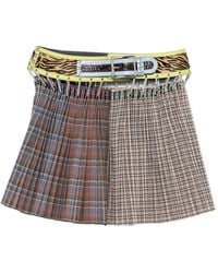 Chopova Lowena - Belted Plaid Mini Skirt - Lyst
