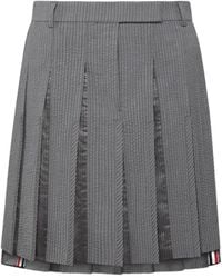 Thom Browne - Seersucker Mini-Plooirok - Lyst