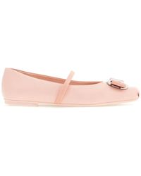 Ferragamo - Zina Mini Ballet Flats With Geometric Plate - Lyst
