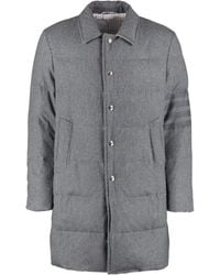 Thom Browne - Flannel Down Filled 4-Bar Overcoat - Lyst