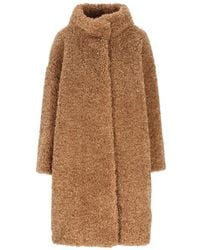 Herno - Shearling-Texture Single-Breasted Coat - Lyst