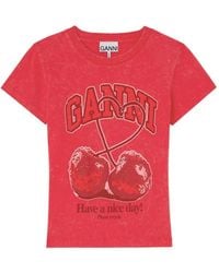 Ganni - Graphic Crew Neck T-Shirt - Lyst