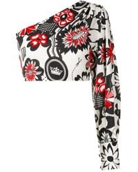 Amir Slama - Floral-Print One-Shoulder Blouse - Lyst