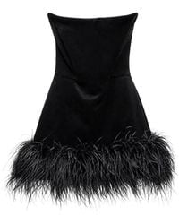 Bronx and Banco - Feather-Trim Strapless Mini Dress - Lyst