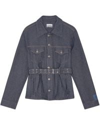 Ganni - Belted Denim Jacket - Lyst