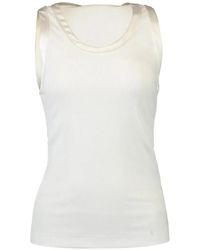 Brunello Cucinelli - Ribbed-Knit Silk-Trim Tank Top - Lyst