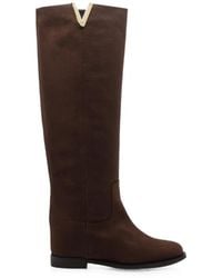 Via Roma 15 - Logo-Plaque Leather Boots - Lyst
