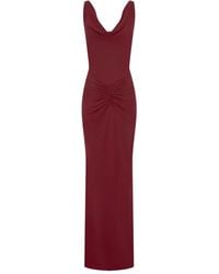 knee length dresses for ladies Women's Minimalist Linen-Blend Lace-Paneled Strapless With Spaghetti S   Modesees