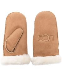 UGG - Sheepskin Embroider Mittens Chestnut - Lyst