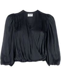 Zadig & Voltaire - V-Neck Draped Satin Blouse - Lyst
