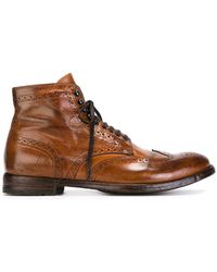 Officine Creative Distressed Brogue Boots - Brown