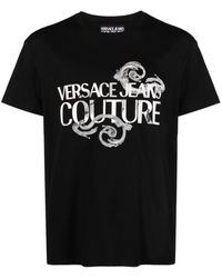 Versace - | T-shirt stampa acquerello Couture | male | NERO | XL - Lyst