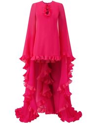 Giambattista Valli - Ruffle-trim Cape Silk Dress - Lyst