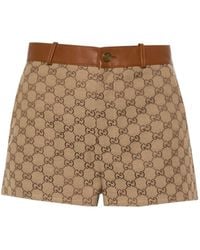 Gucci - Shorts GG con rifinitura in pelle - Lyst