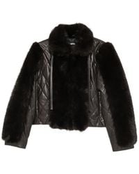 ROTATE BIRGER CHRISTENSEN - Faux Fur-Trimmed Quilted Leather Jacket - Lyst