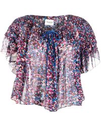 Isabel Marant - Graphic-print Ruffle-detail Blouse - Lyst