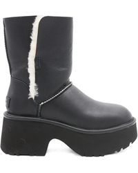 UGG - Platform Fur-Trim Leather Boots - Lyst