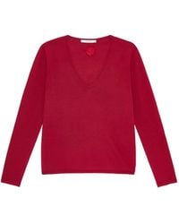 Maliparmi - Pull À Broderie Rose Et Col V - Lyst