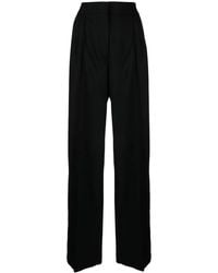 Maison Kitsuné - Pleated Wool-Blend Wide-Leg Trousers - Lyst