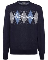 Billionaire - Argyle Round-Neck Jumper - Lyst