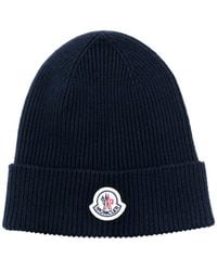 Moncler - Ribbed Logo-Patch Beanie Hat - Lyst