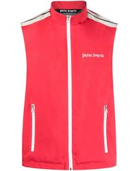 Palm Angels - Logo-Print Stripe-Trim Zipped Gilet - Lyst