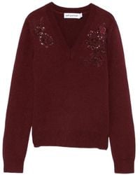 Self-Portrait - Burgundy Flower Wool Jumper - Lyst
