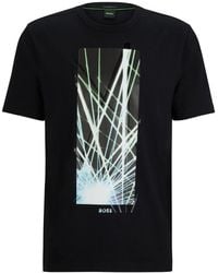 BOSS - T-shirt en coton stretch à imprimé graphique - Lyst