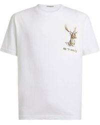 Etro - Cotton-Jersey T-Shirt With -Embroidery And Moose-Print - Lyst