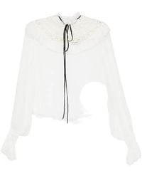 Ann Demeulemeester - Ruffled Lace-Trim Blouse - Lyst