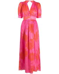 Pinko - Langes Kleid mit Blumen-Print - Lyst
