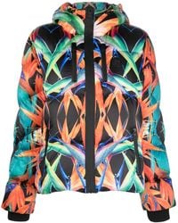 Philipp Plein - Botanical-Print Hooded Puffer Jacket - Lyst
