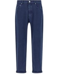 Brunello Cucinelli - Garment-Dyed Logo-Patch Jeans - Lyst