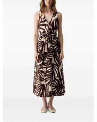 Benetton - Leaf-Print Belted Dress - Lyst