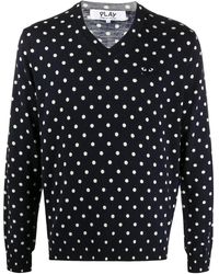Comme des Garçons - Polka-Dot Print V-Neck Sweater - Lyst