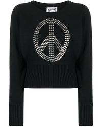 Moschino Jeans - Studded Peace Symbol Sweater - Lyst