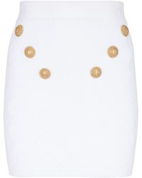 Balmain - Buttoned Knit Mini Skirt - Lyst