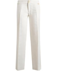 Etro - Linnen Flared Broek Met Pegaso Knopen - Lyst