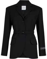 Patou - Logo-Patch Belted Blazer - Lyst