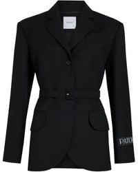Patou - Logo-Patch Belted Blazer - Lyst